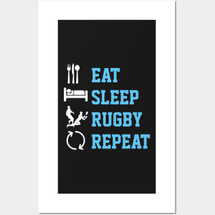 Eat sleep rugby repeat shirts from Ricaso Posters and Art